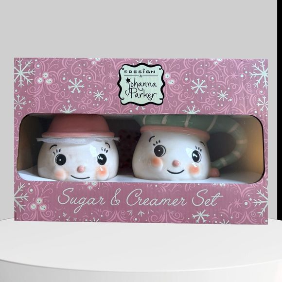 Johanna Parker Design Christmas Snowman Sugar and Creamer Set Carnival Cottage - Picture 6 of 6
